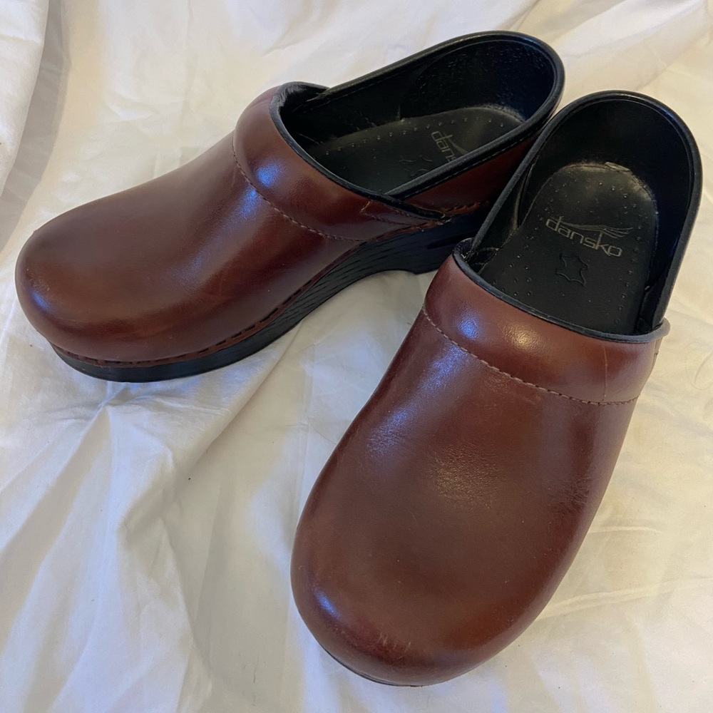 Red Leather Dansko Women’s Clogs